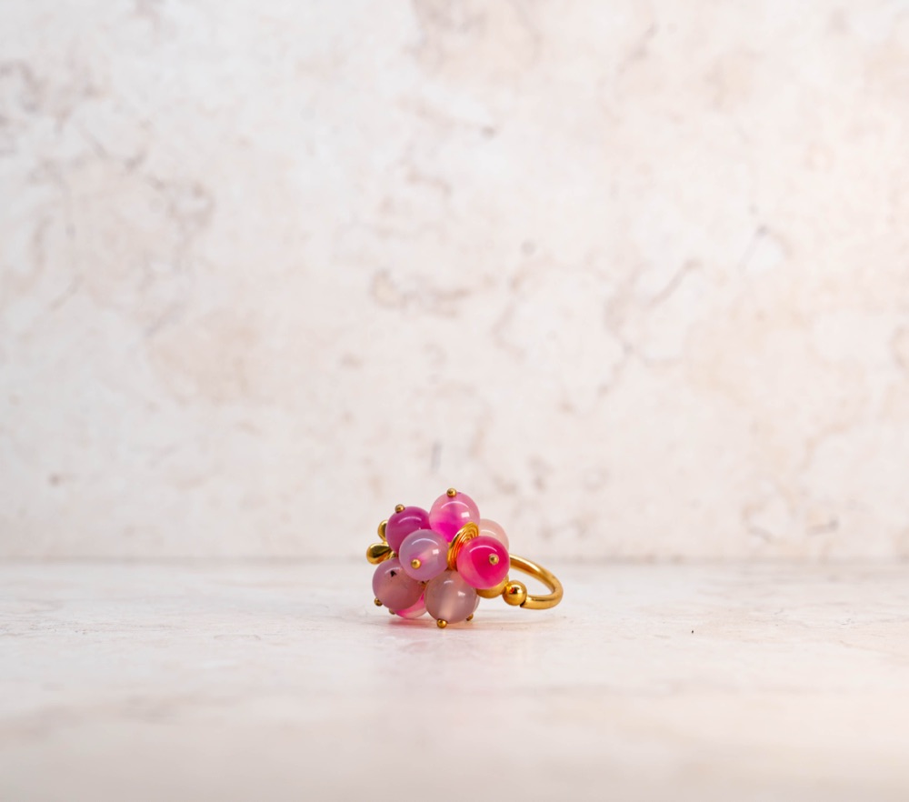 Anillo Piedra · Cuarzo Rosado Variado