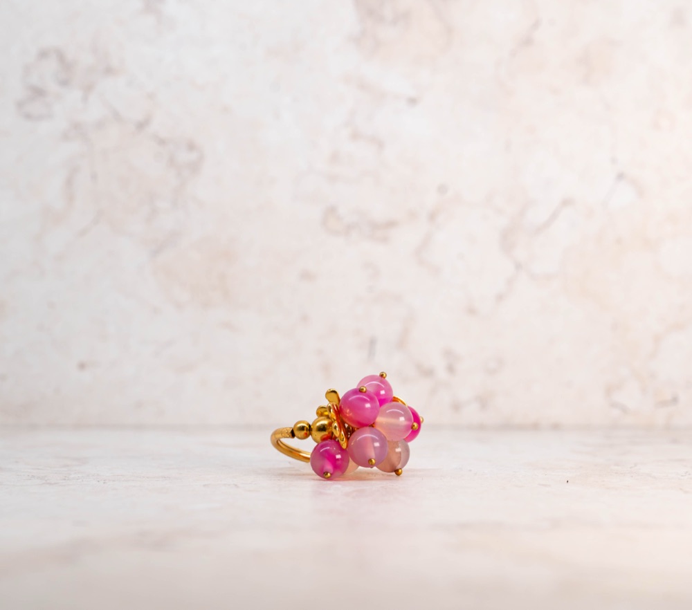 Anillo Piedra · Cuarzo Rosado Variado