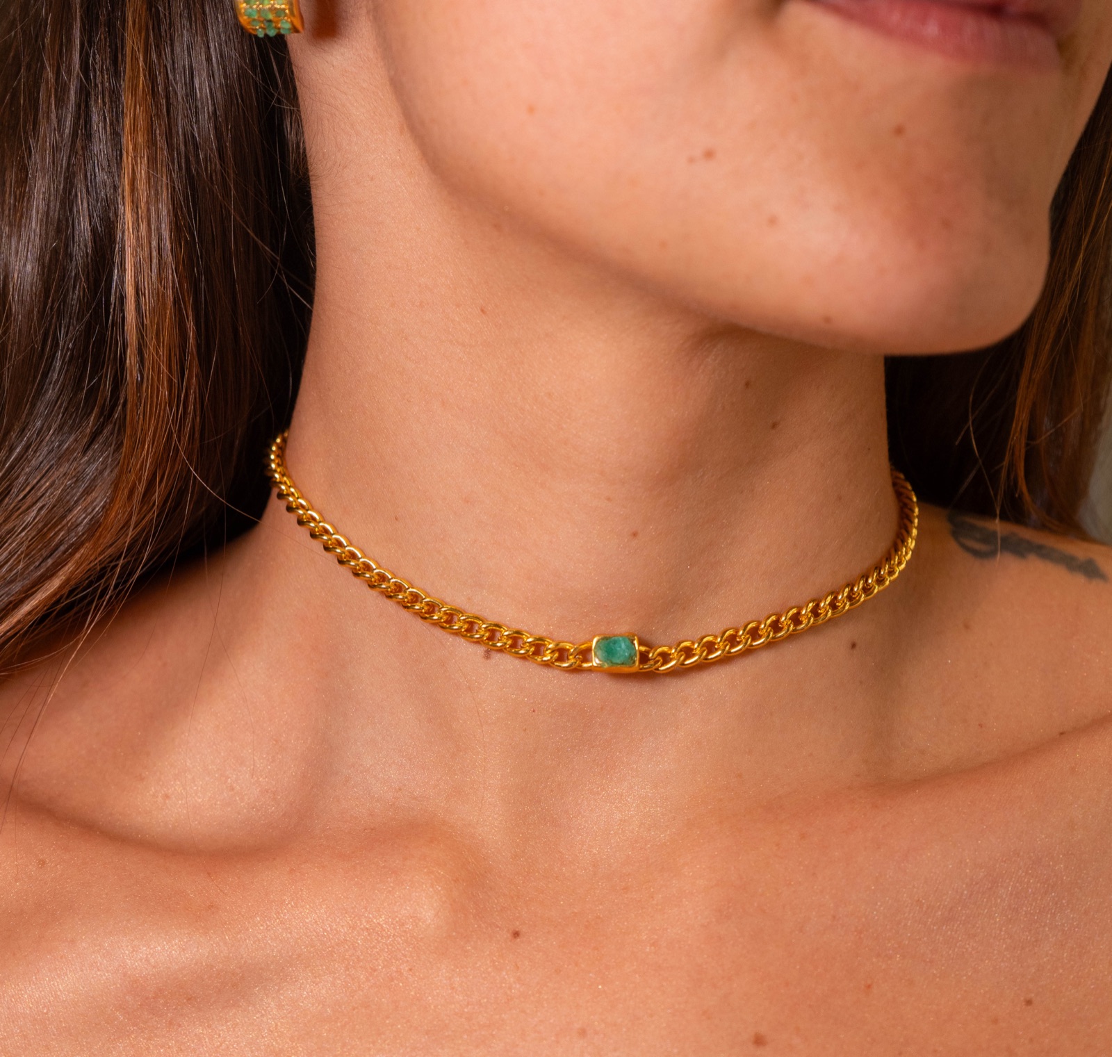 Choker Esmeralda Cruda