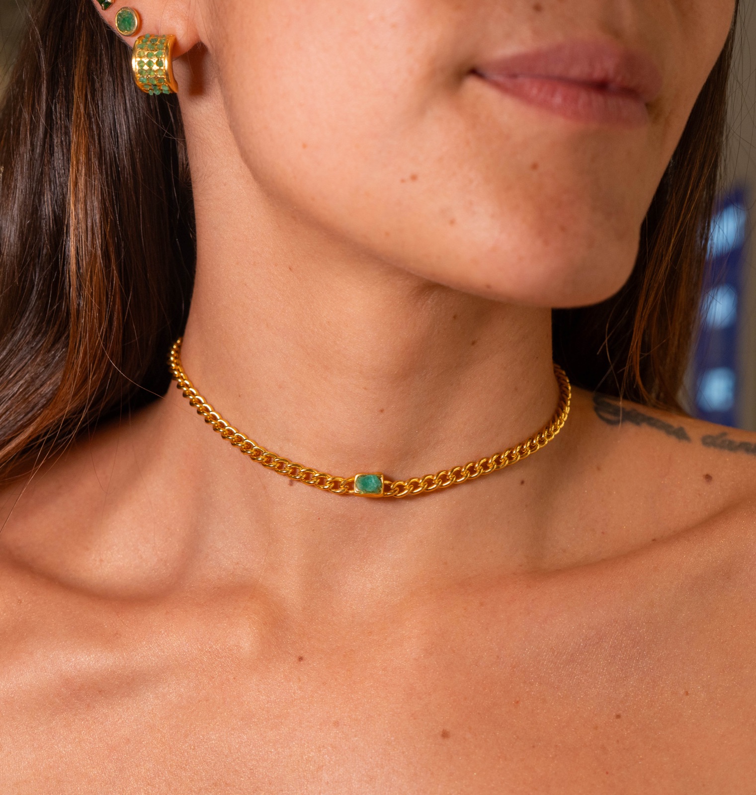 Choker Esmeralda Cruda