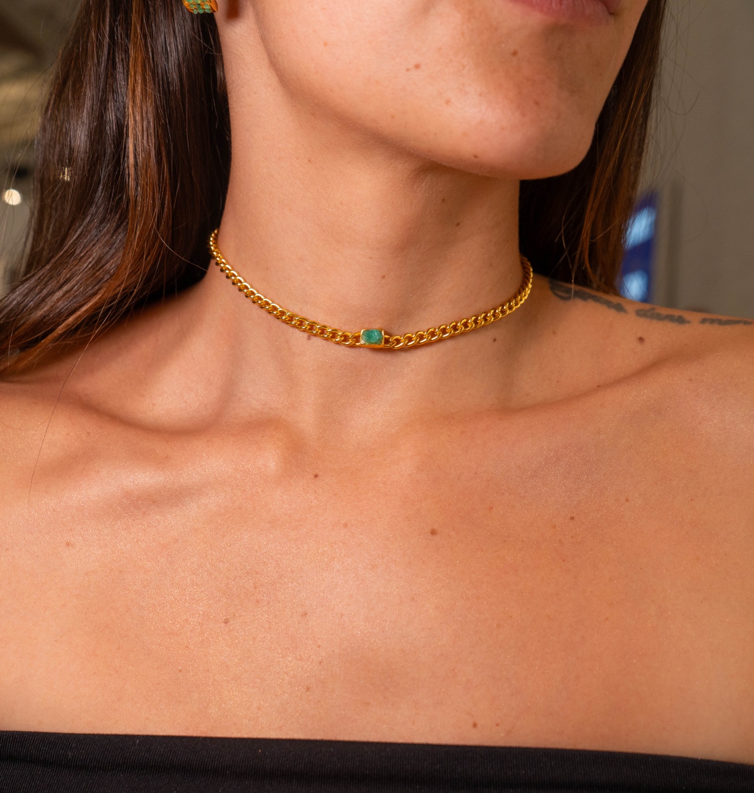 Choker Esmeralda Cruda