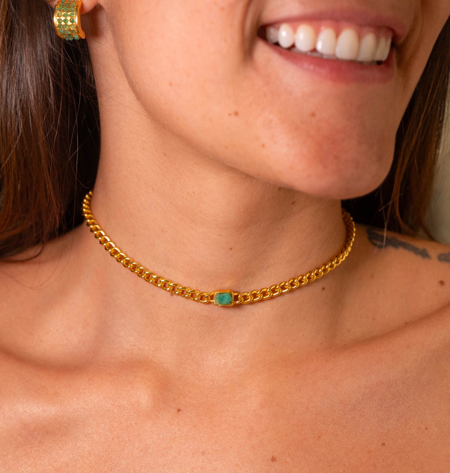 Choker Esmeralda Cruda