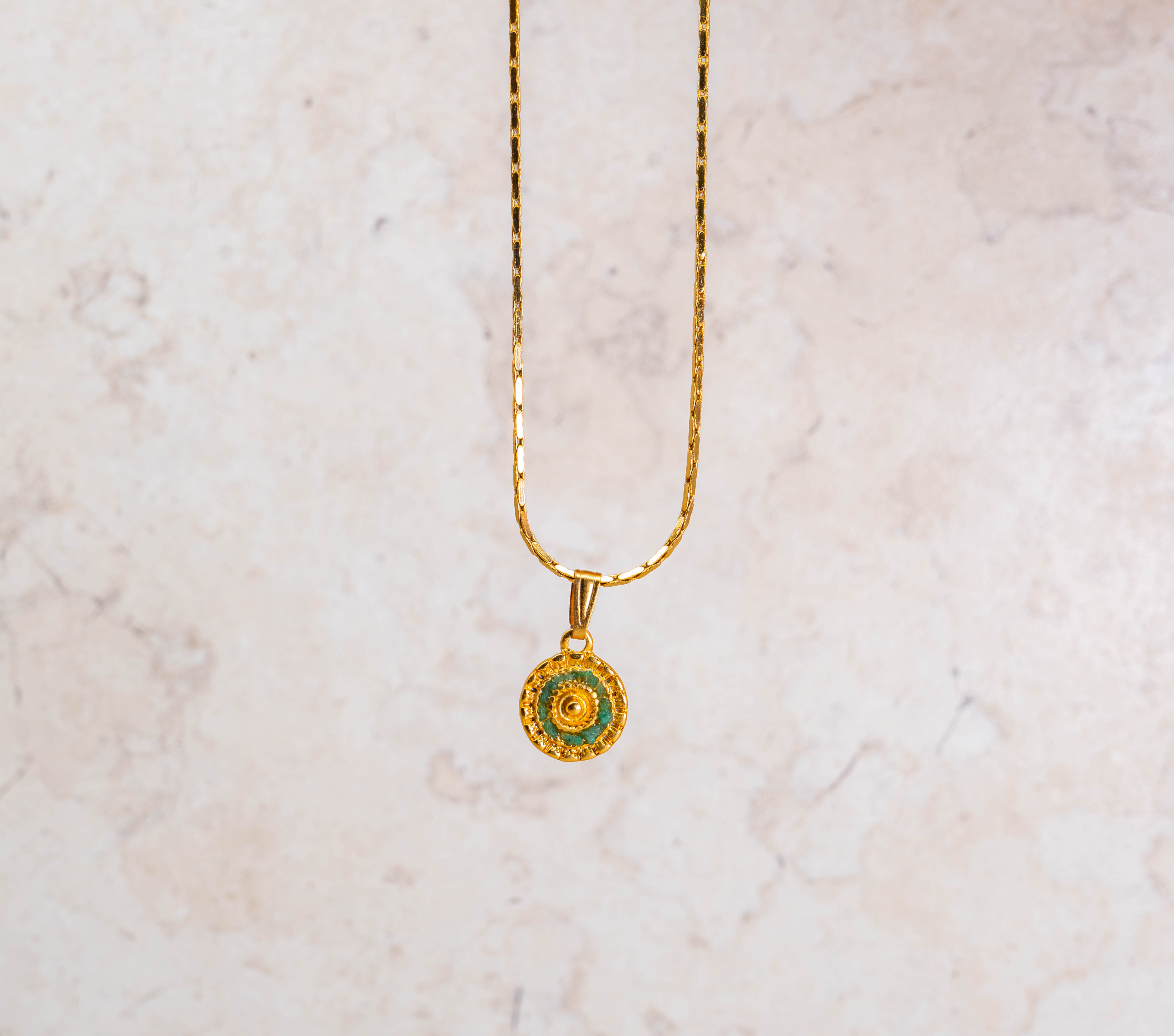 Raw Emerald Circle Necklace