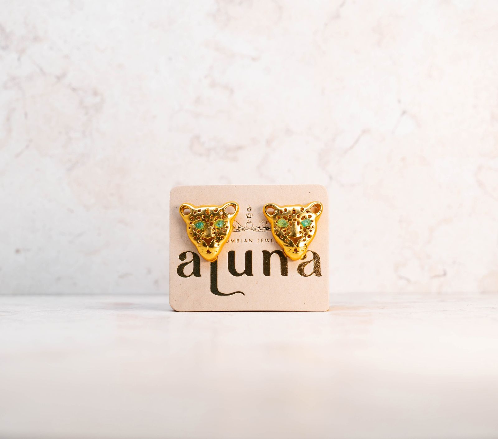 Aluna Emerald Earrings - Leopard — detalle