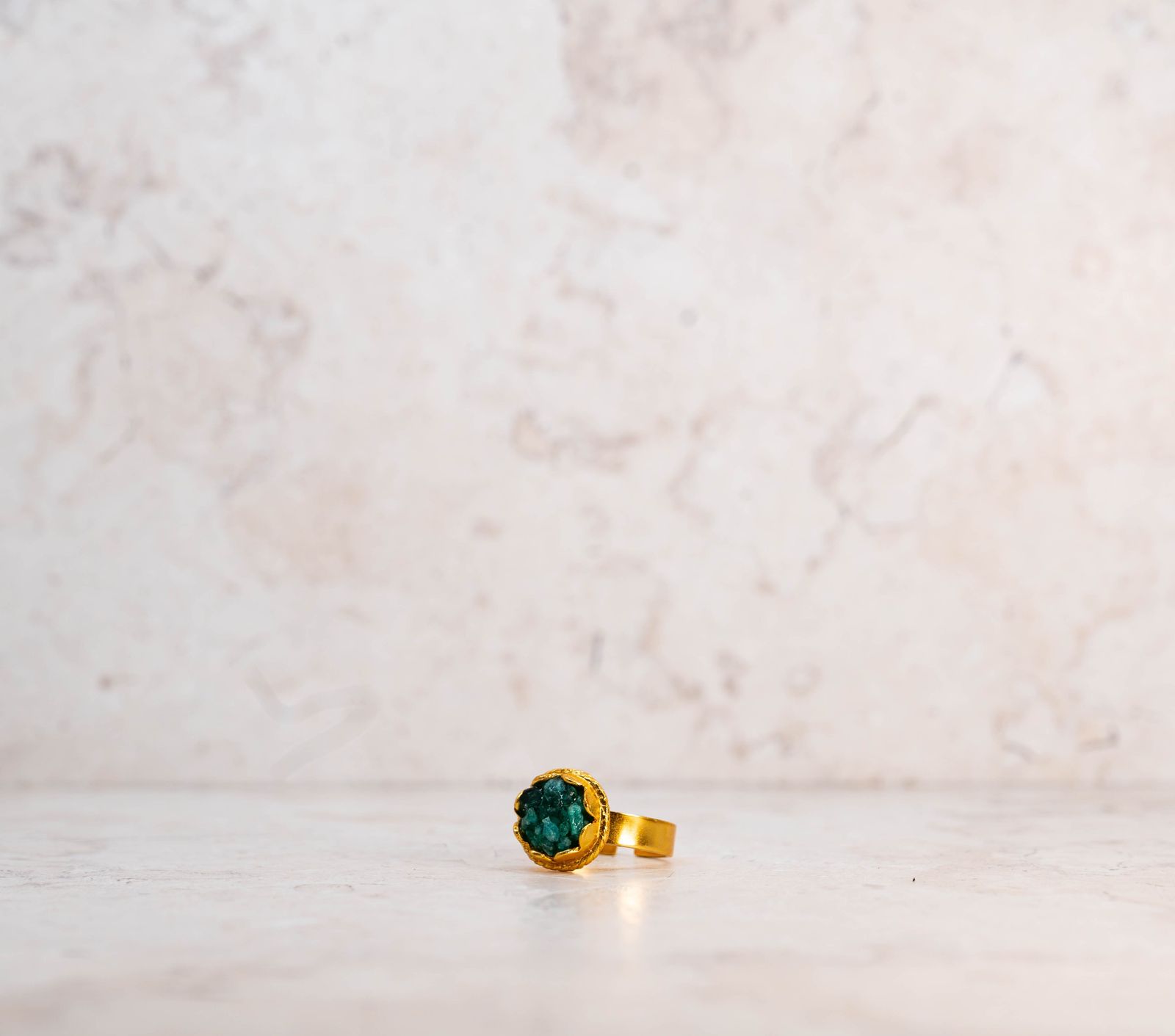 Bronze Ring With Raw Emerald