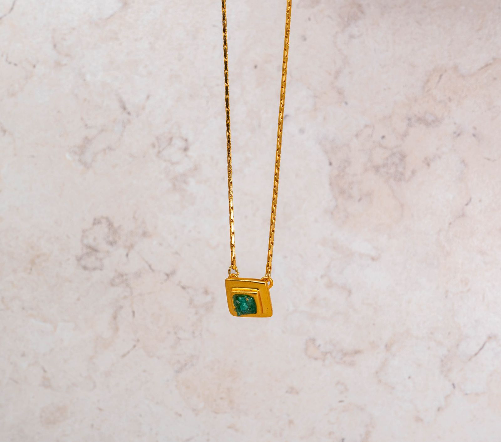 Raw Emerald Square Chain