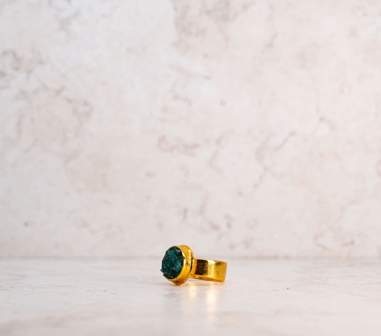 Bronze Ring With Raw Emerald
